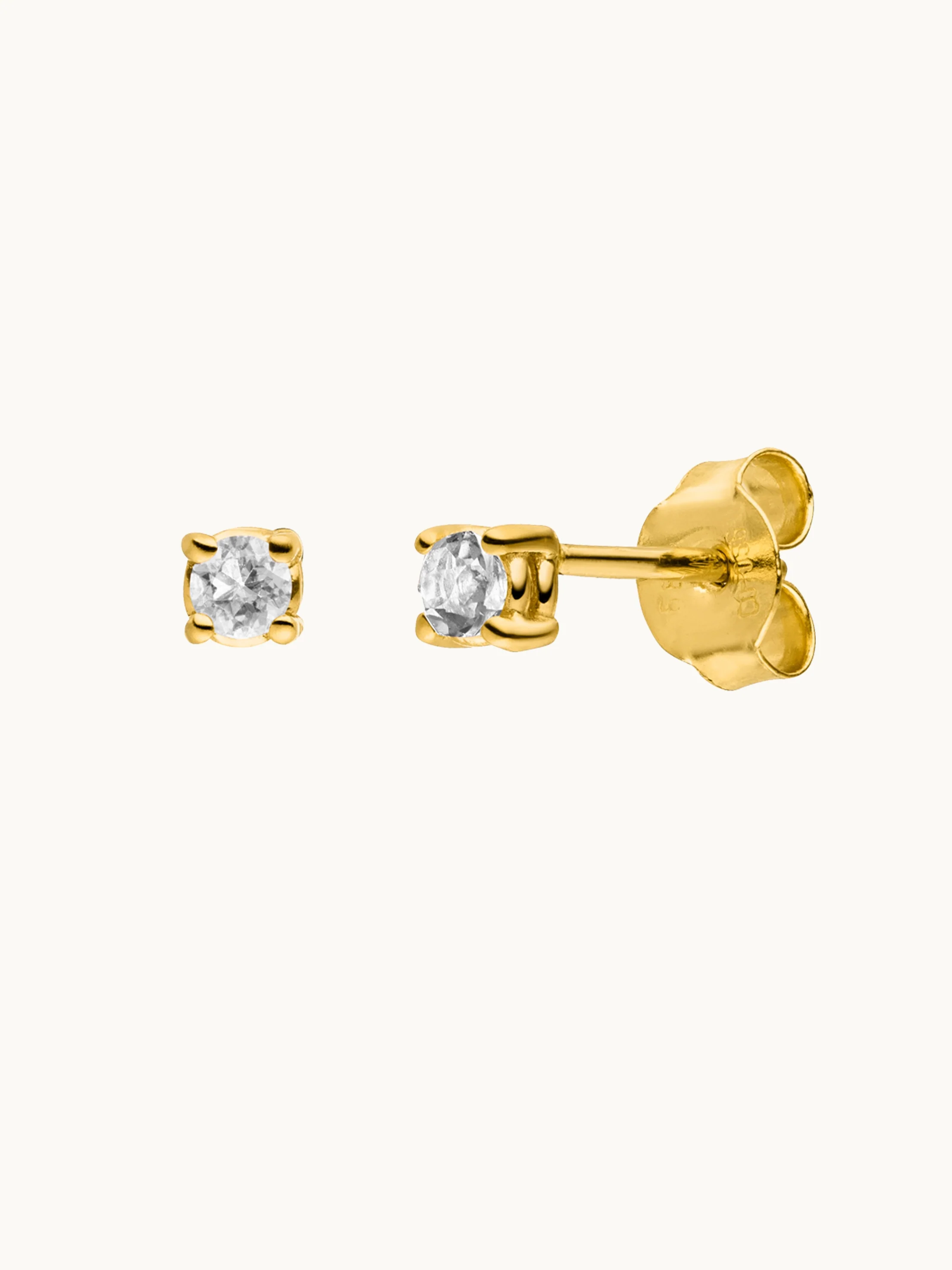 Birthstone Ohrringe April | 14k Echtgold & Weißer Saphir