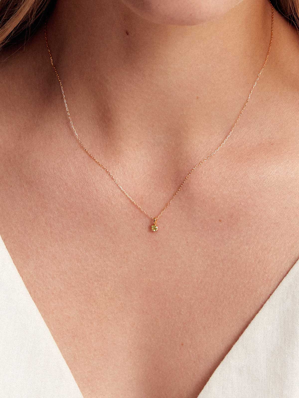 Birthstone Halskette August | 14k Echtgold & Peridot - Image 3