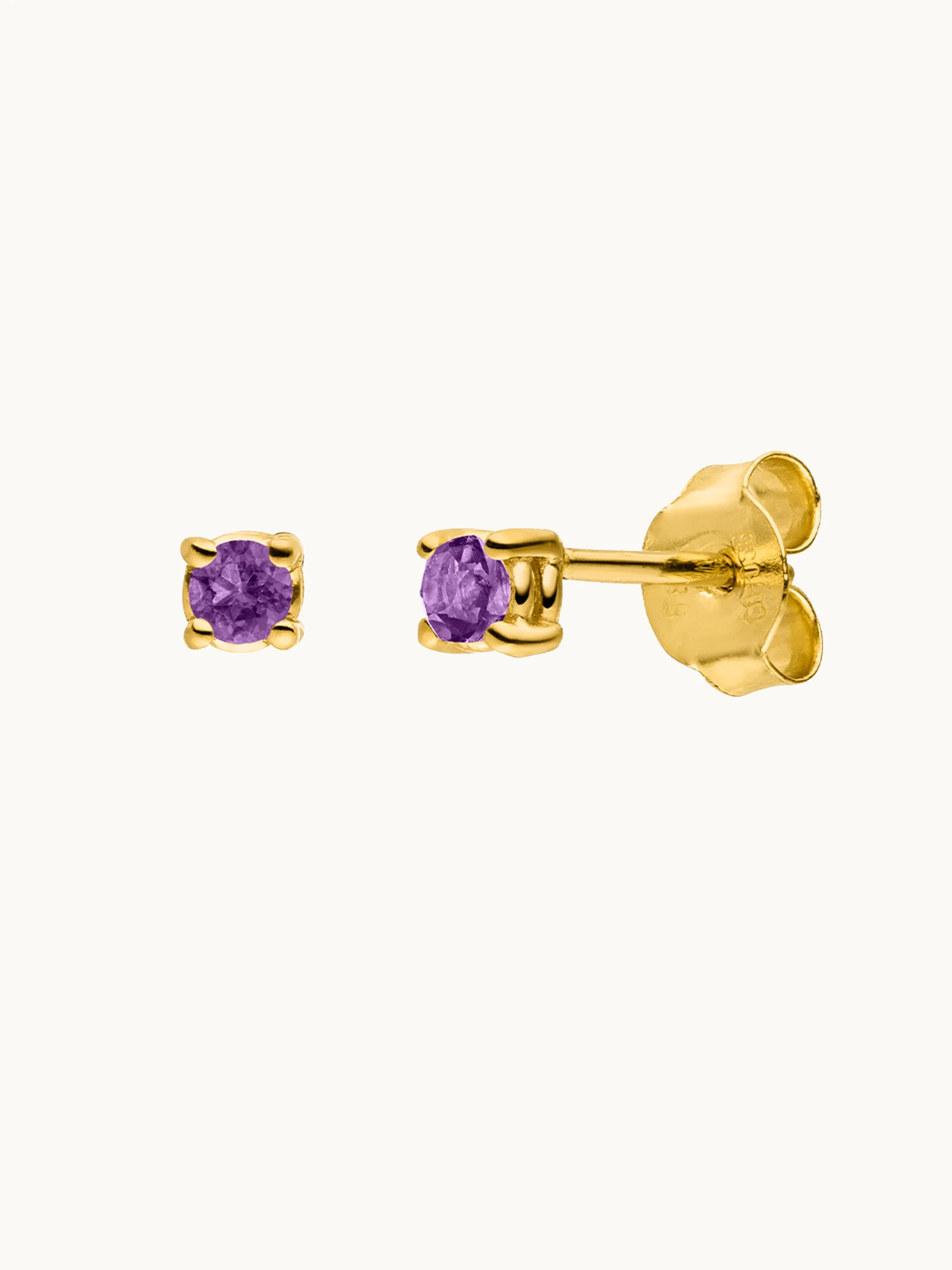 Birthstone Ohrringe Februar | 14k Echtgold & Amethyst