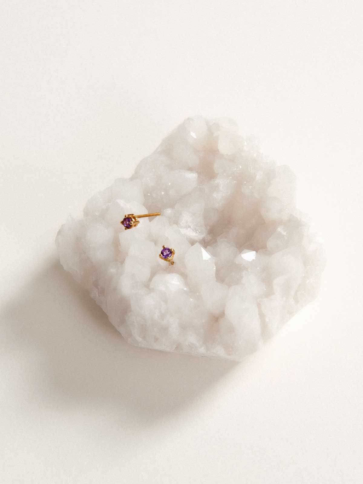 Birthstone Ohrringe Februar | 14k Echtgold & Amethyst - Image 3