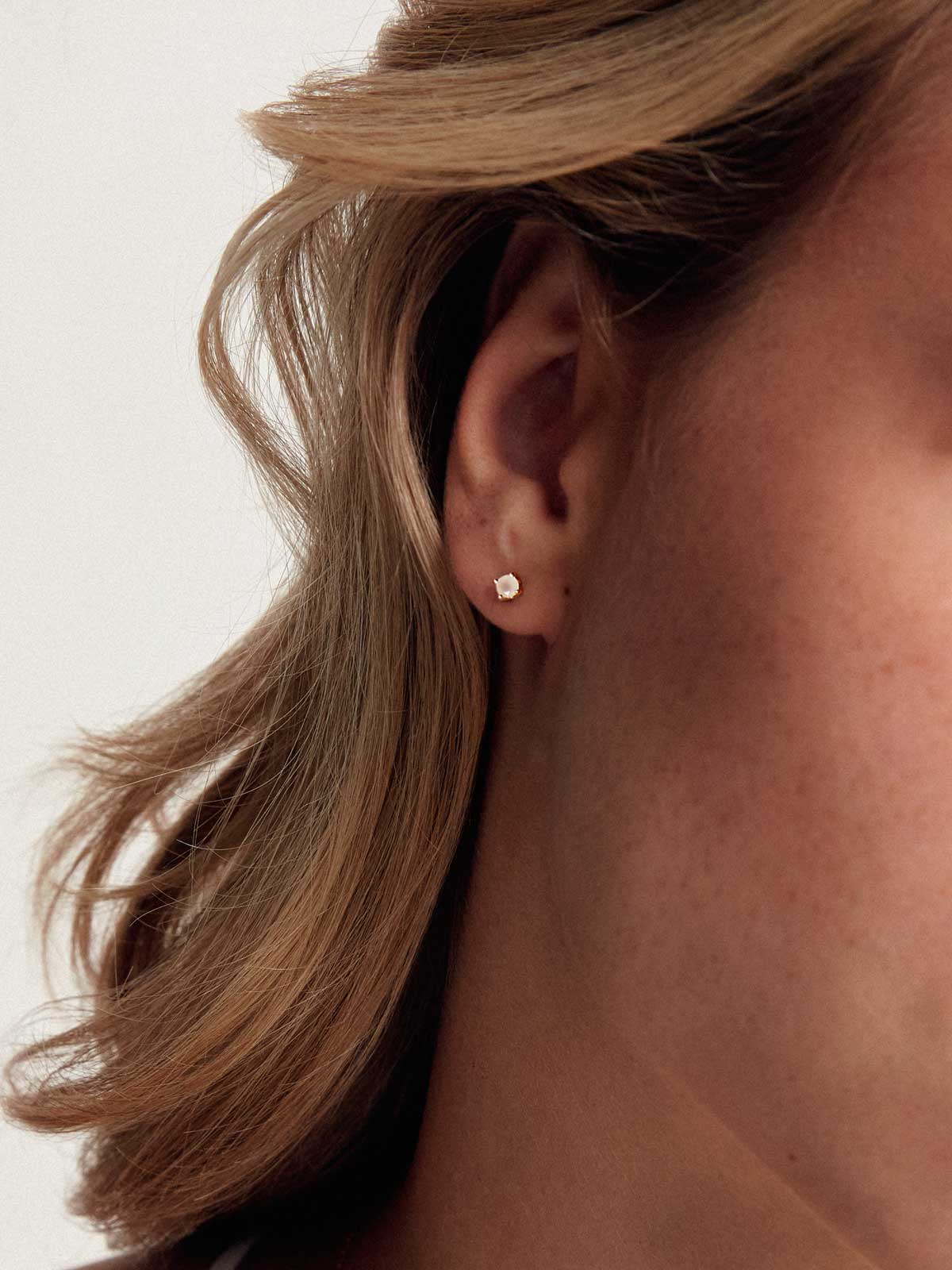 Birthstone Ohrringe Juni | 14k Echtgold & Mondstein - Image 2