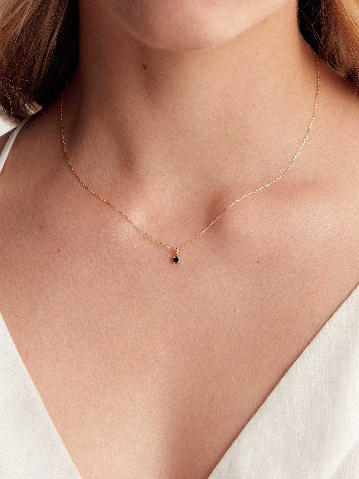 Birthstone Halskette September | 14k Echtgold & Saphir - Image 4